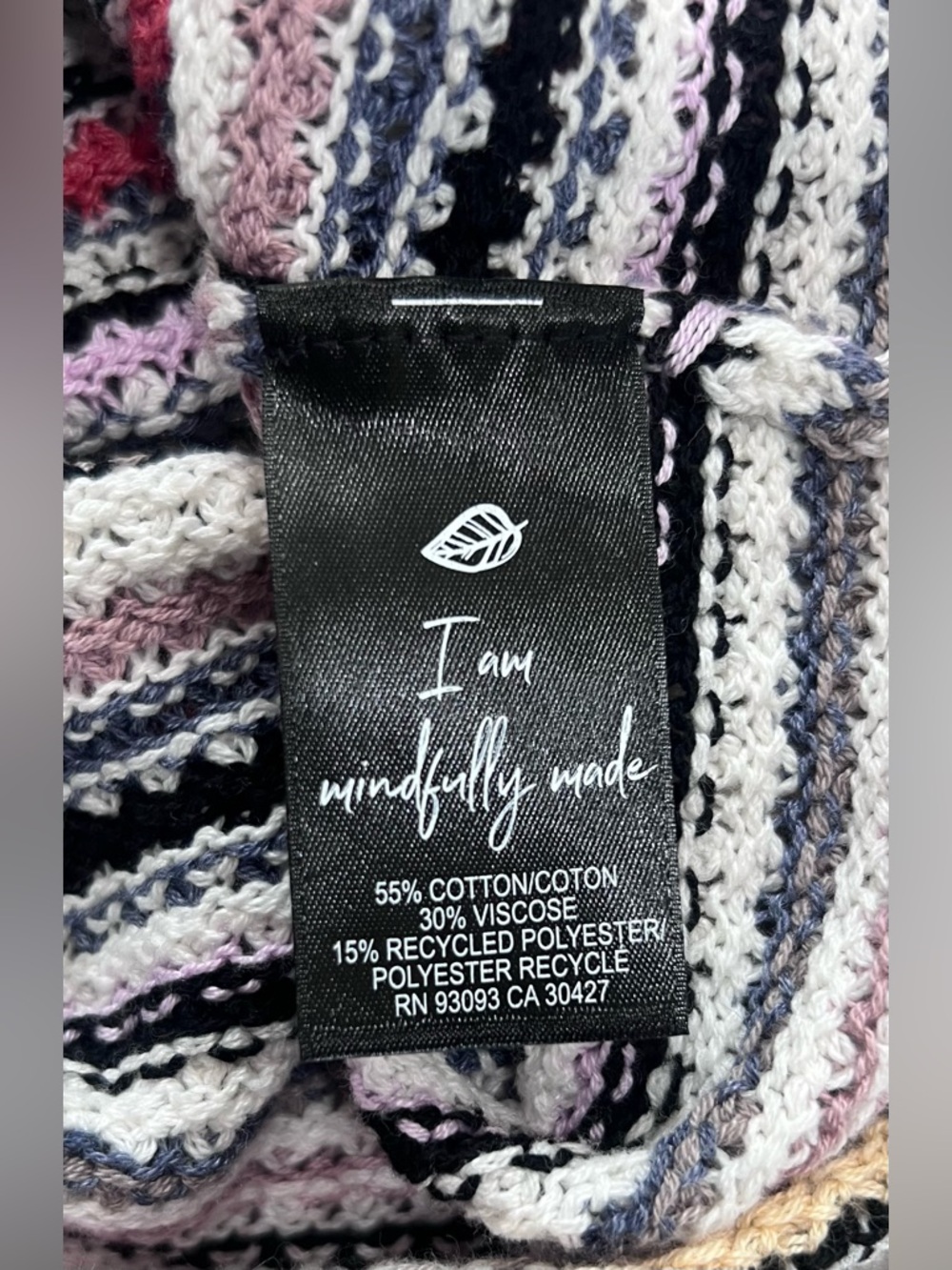NIC+ZOE Multicolor Stripe Crochet Knit Sweater Mindfully Made Cotton, Medium - Picture 11 of 13